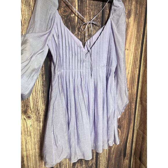 Astr the label Carina Mini dress lavender Sz XL Balloon Sleeves Party Open Back - Picture 12 of 13